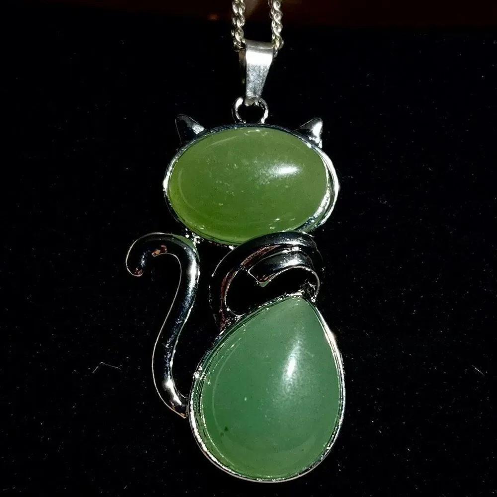 AYR “CAT” Aventurine Stone & 925 Silver Necklace